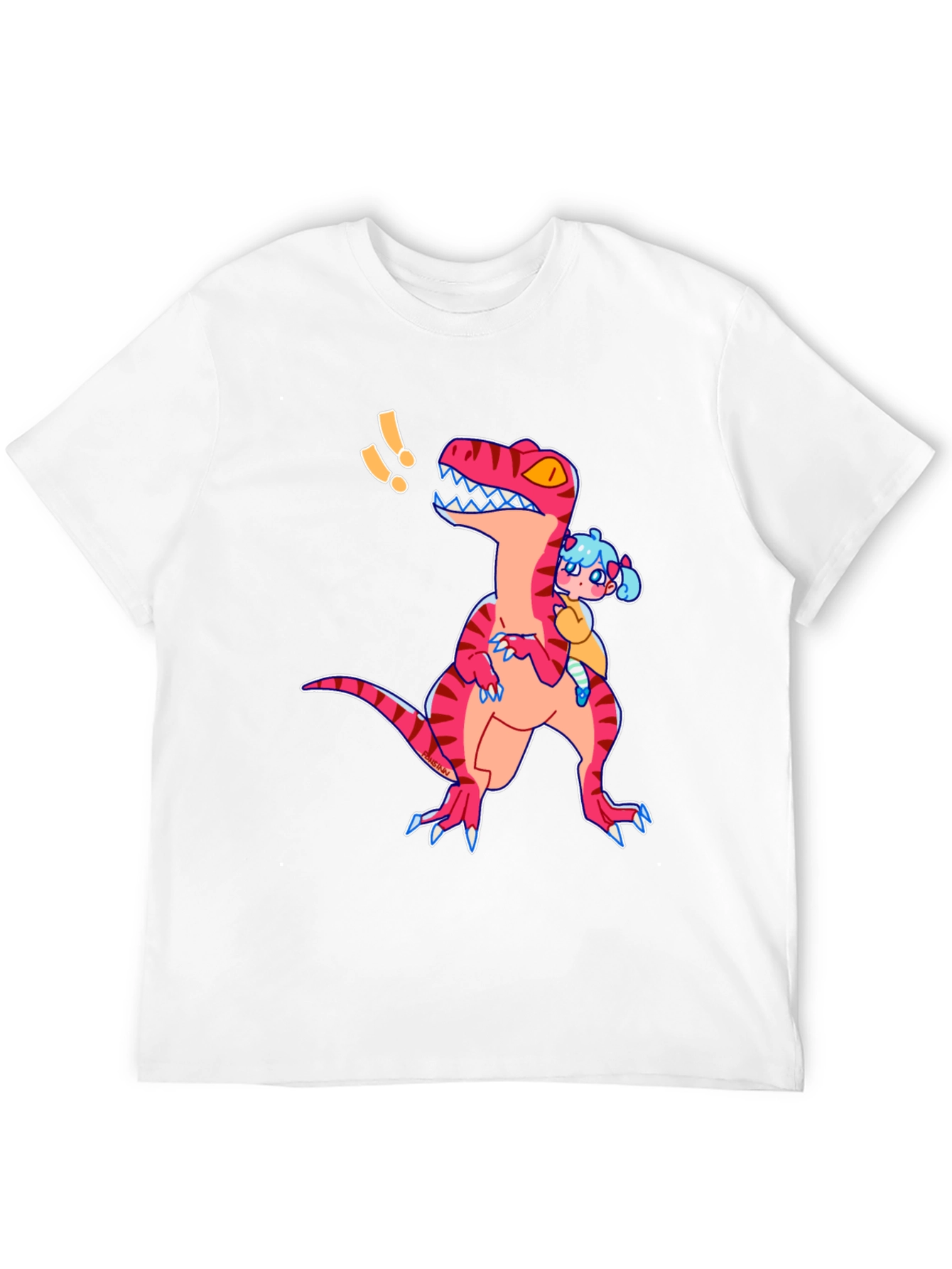 Dino & Girl Graphic Tee - Black