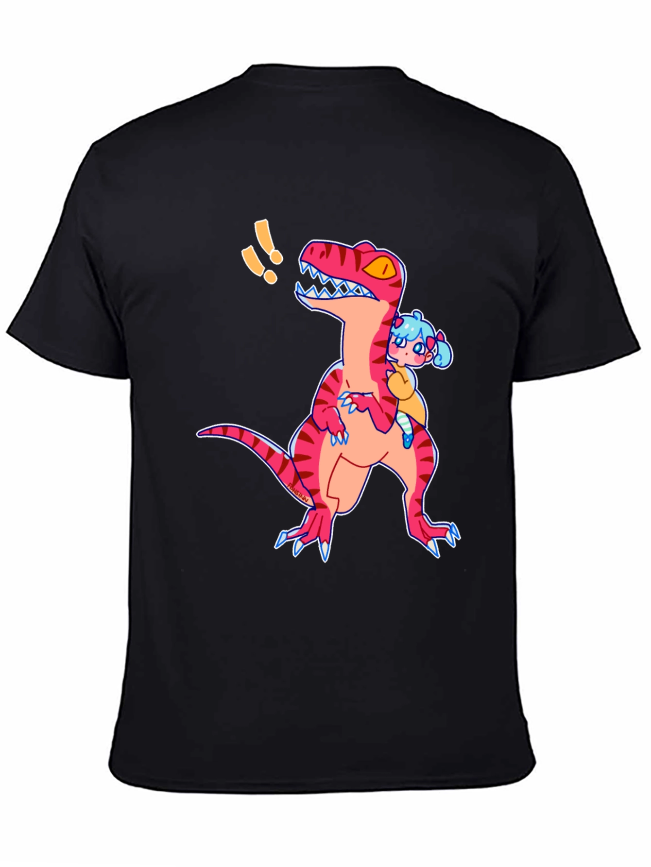 Dino & Girl Graphic Tee - Black