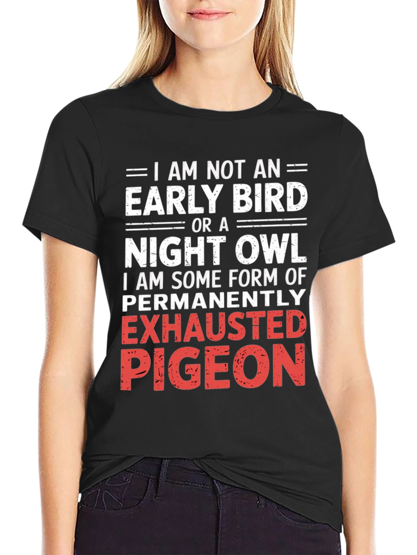 Exhausted Pigeon T-Shirt: Funny Novelty Tee for Tired People