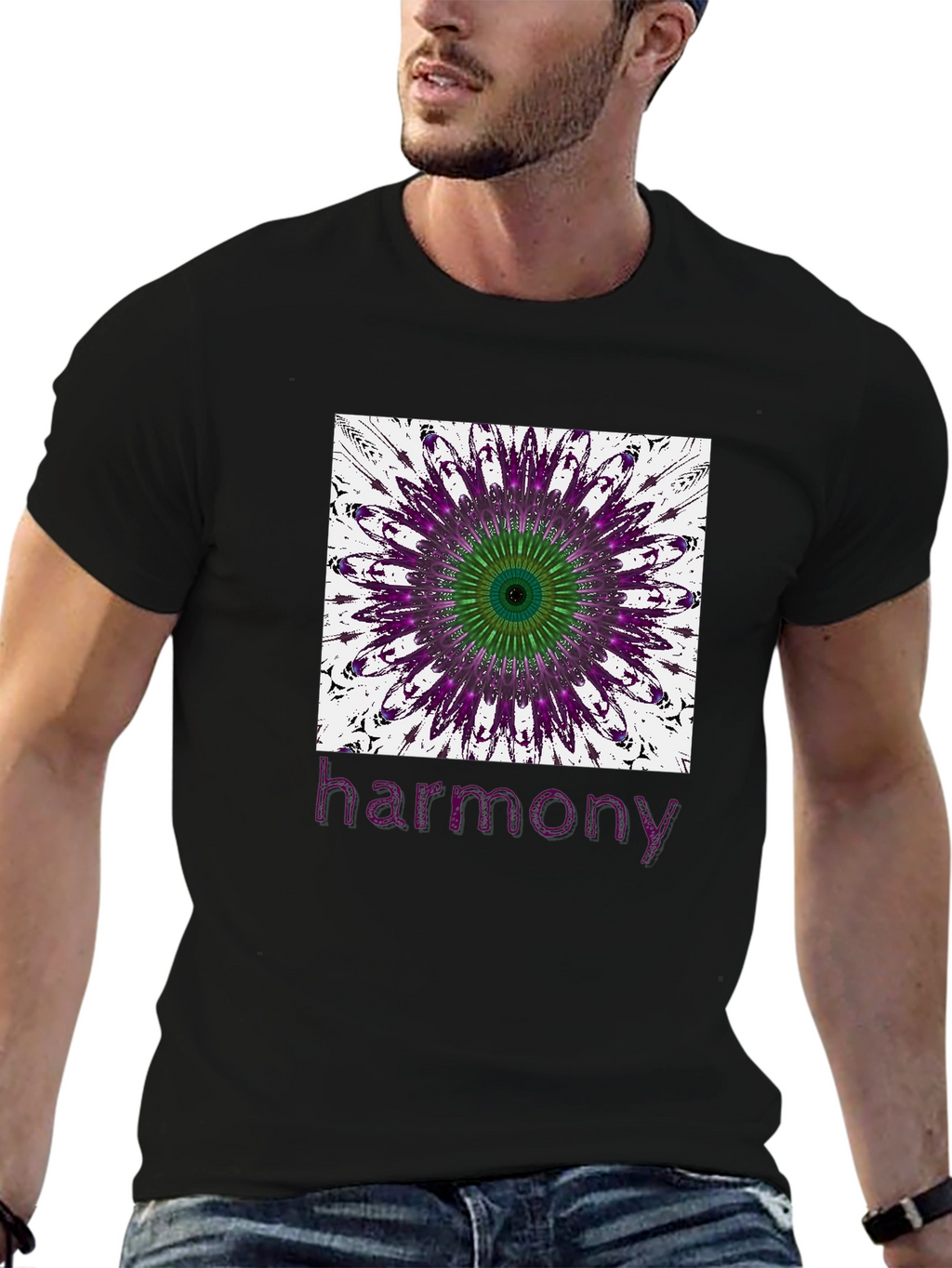 Harmony Mandala Graphic Tee - Stylish Black T-Shirt
