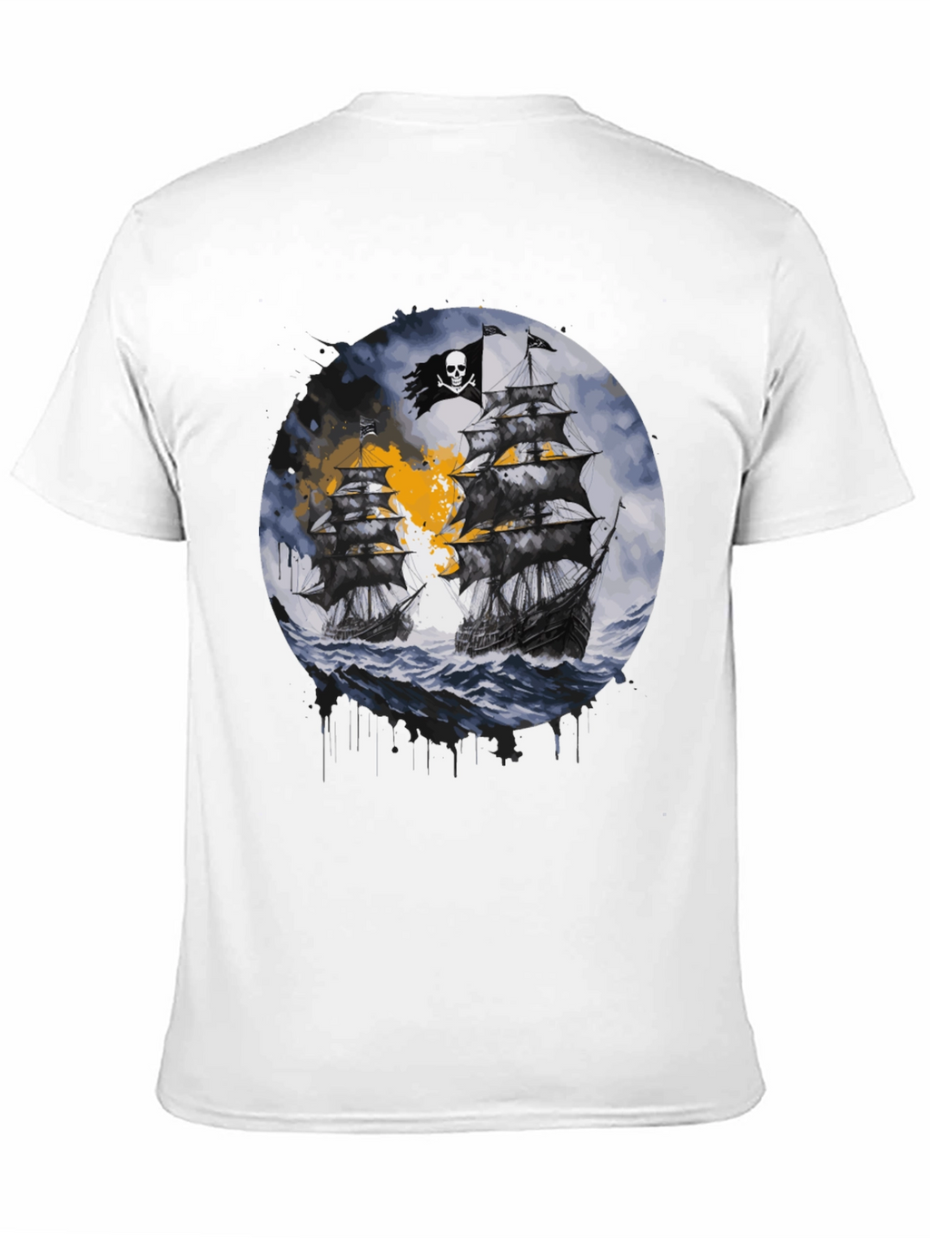 Pirate Ship Graphic T-Shirt - Black Cotton Tee