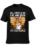 Cat and Beer T-Shirt: Introvert Humor Tee