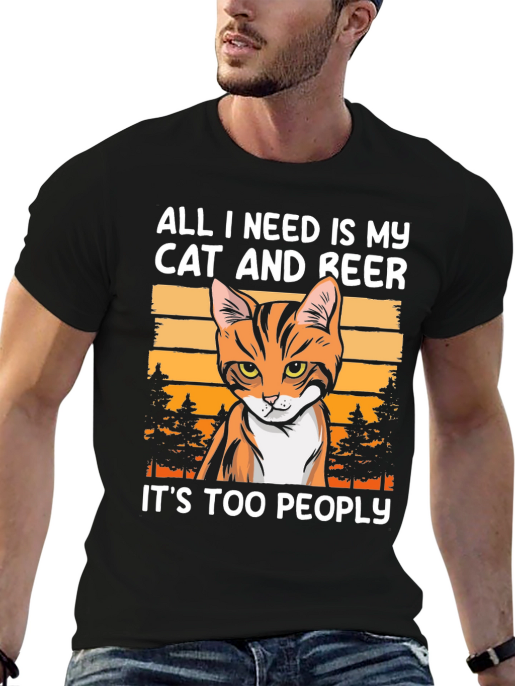Cat and Beer T-Shirt: Introvert Humor Tee
