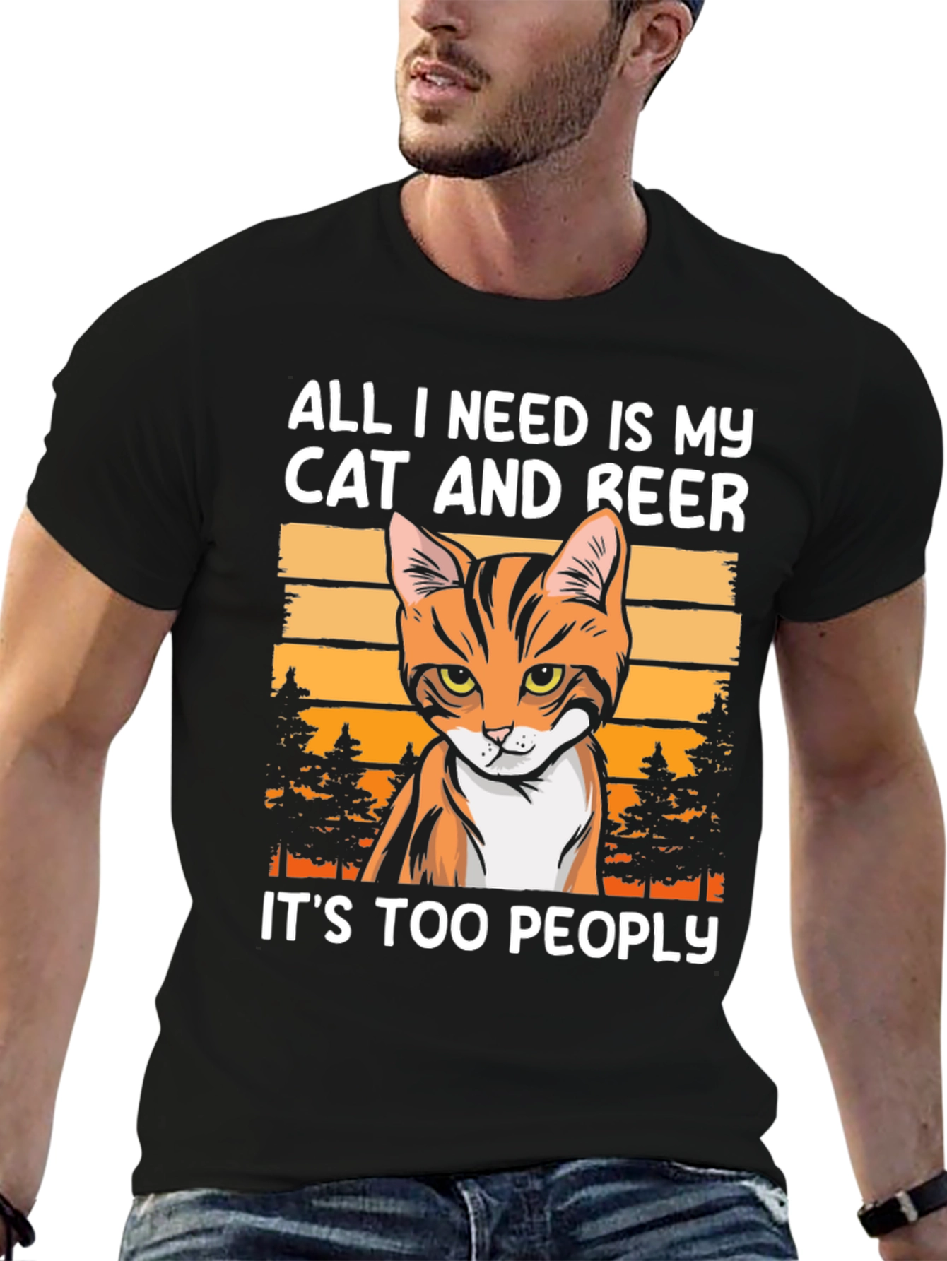 Cat and Beer T-Shirt: Introvert Humor Tee