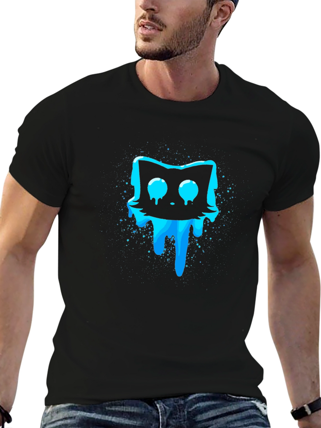 Meltdown Cat Graphic T-Shirt - Black