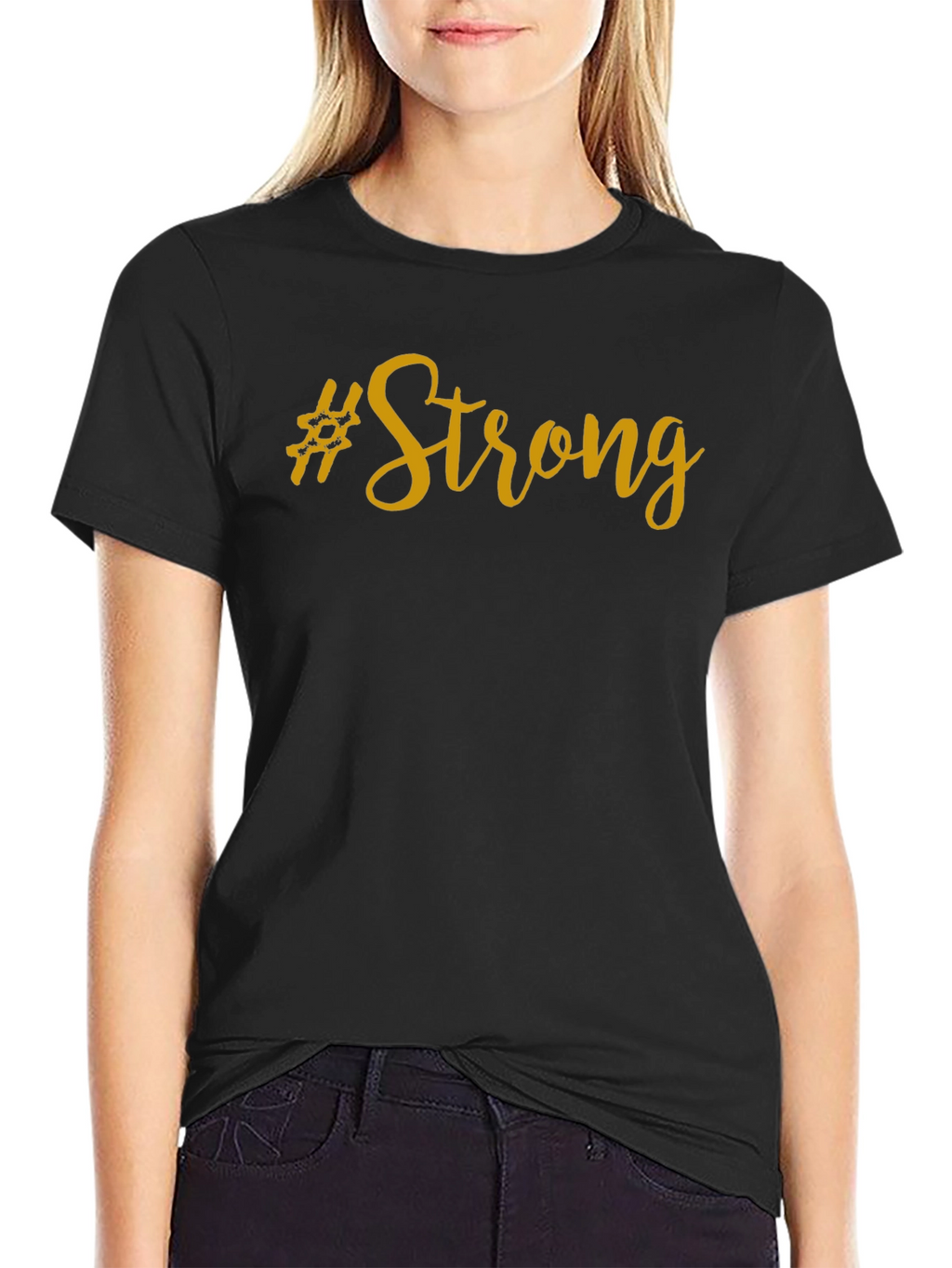 #Strong Graphic T-Shirt - Motivational Black Tee