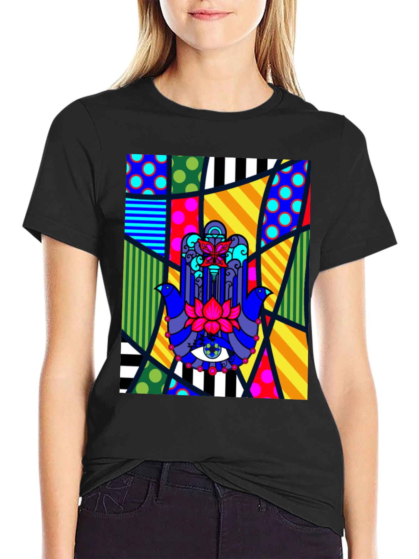 Colorful Hamsa Hand Graphic Tee