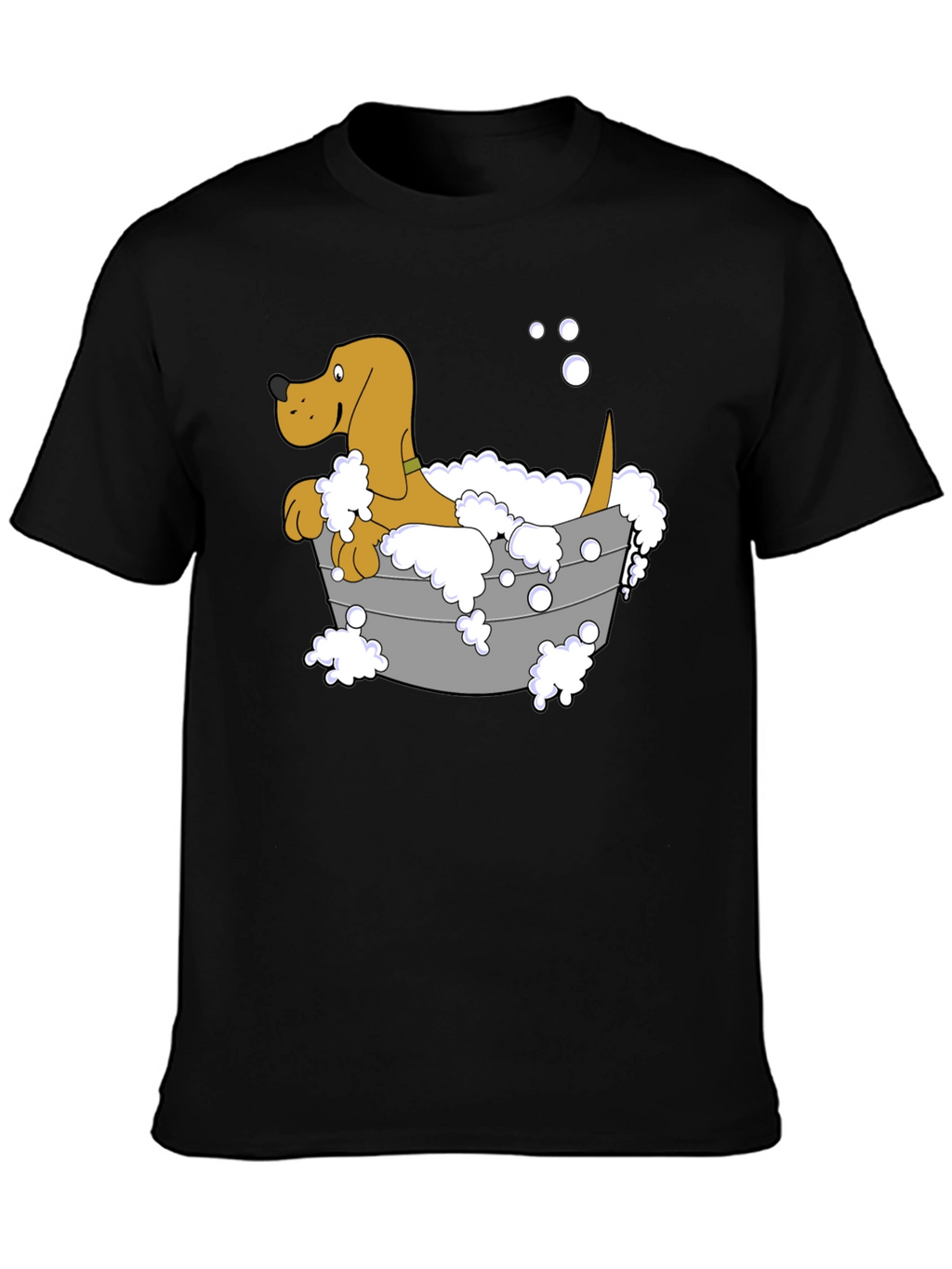 Cartoon Dog in Tub Graphic T-Shirt
