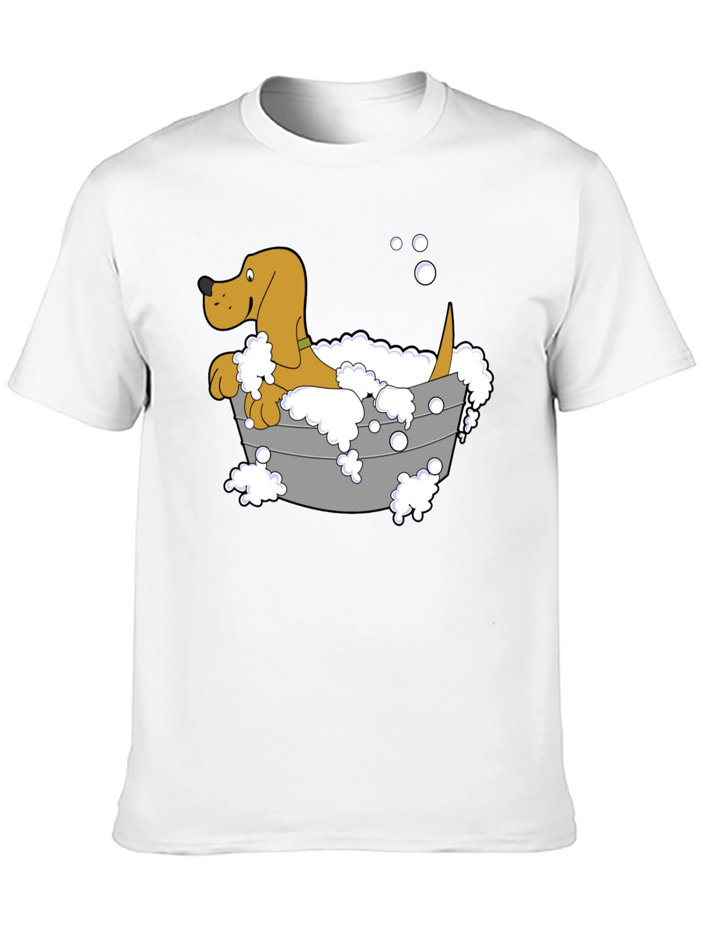 Cartoon Dog in Tub Graphic T-Shirt