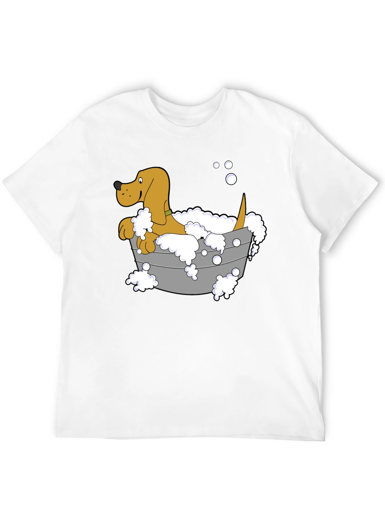 Cartoon Dog in Tub Graphic T-Shirt