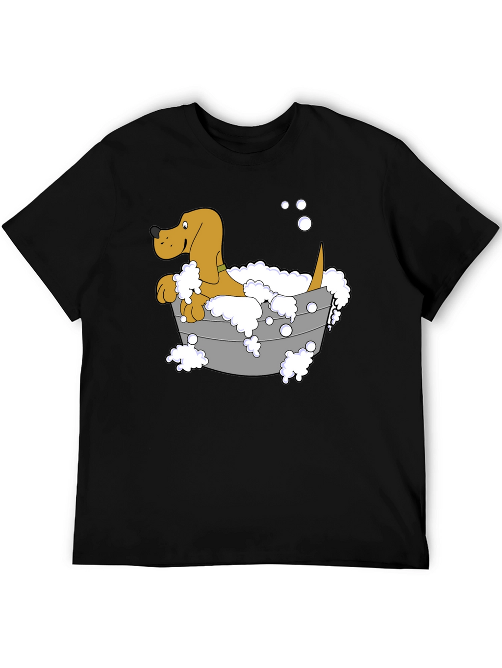 Cartoon Dog in Tub Graphic T-Shirt