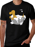 Cartoon Dog in Tub Graphic T-Shirt