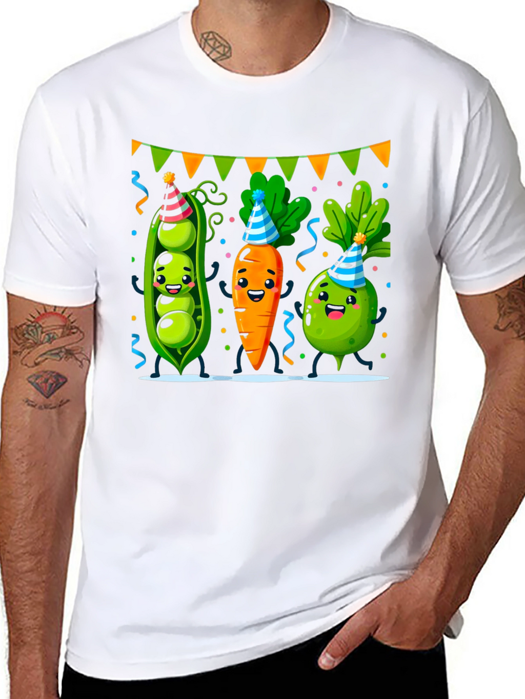 Party Veggies Black T-Shirt