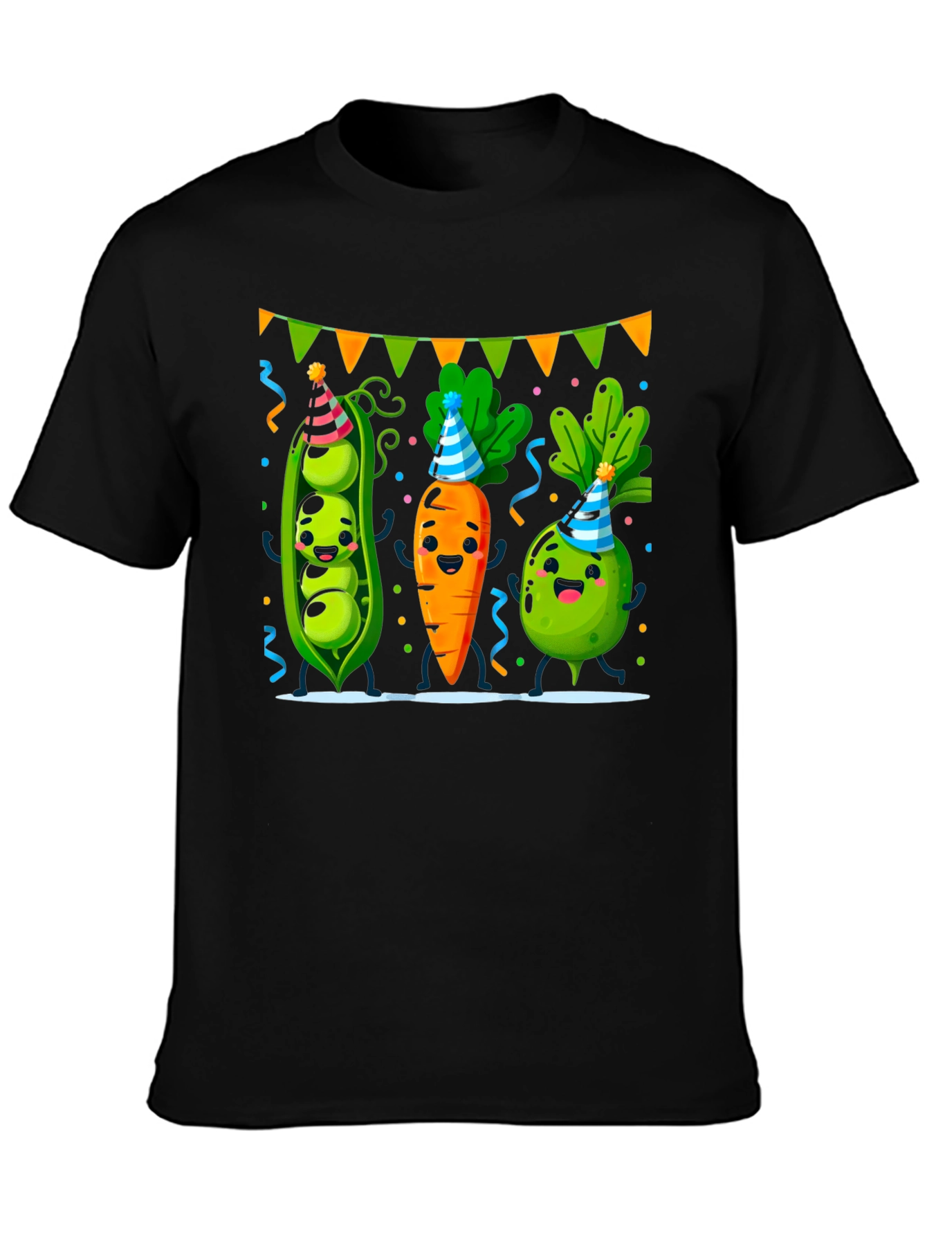 Party Veggies Black T-Shirt