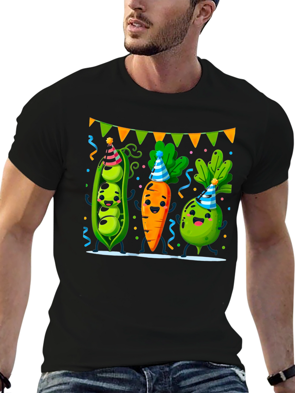Party Veggies Black T-Shirt