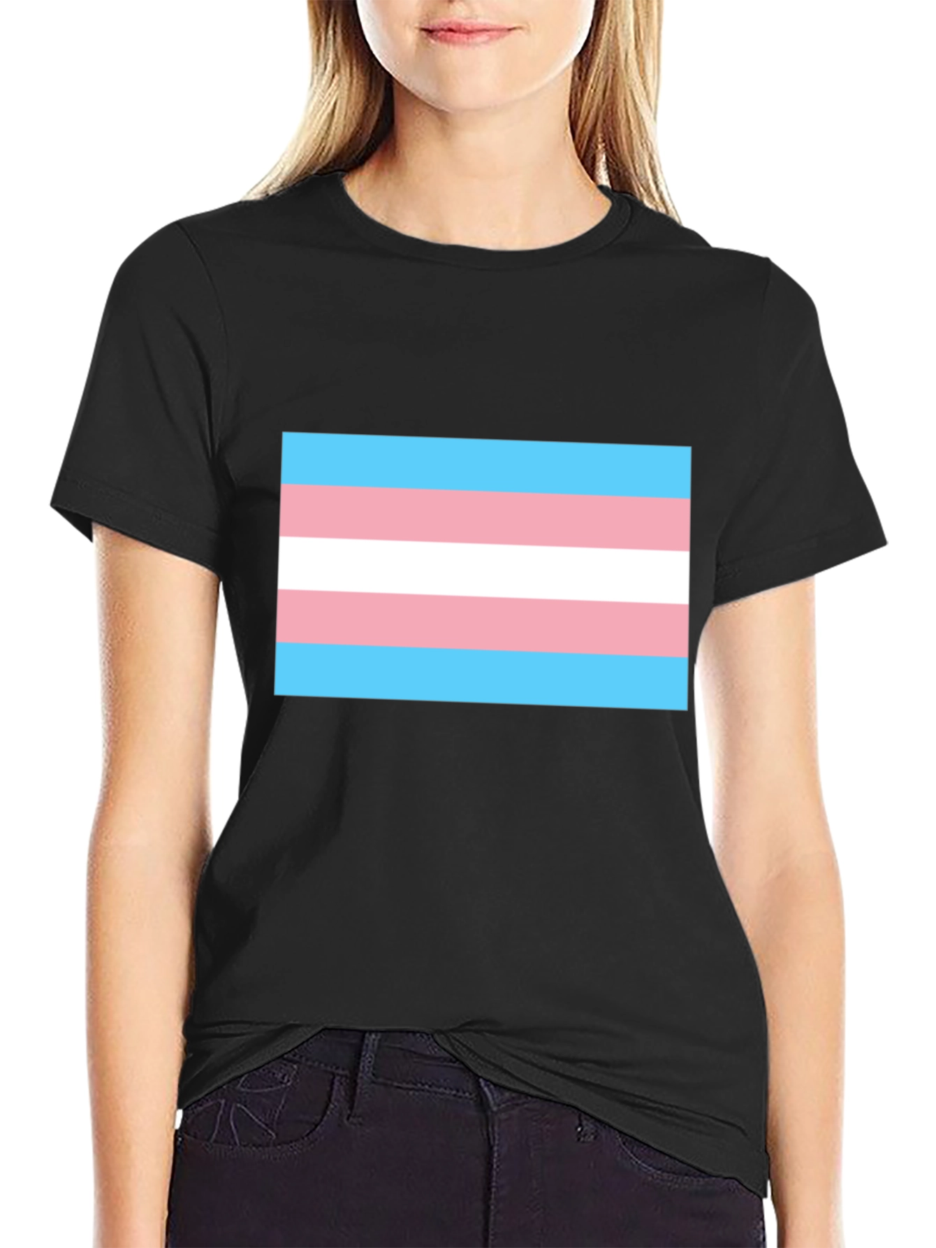 Trans Pride Flag T-Shirt - Black Cotton Tee