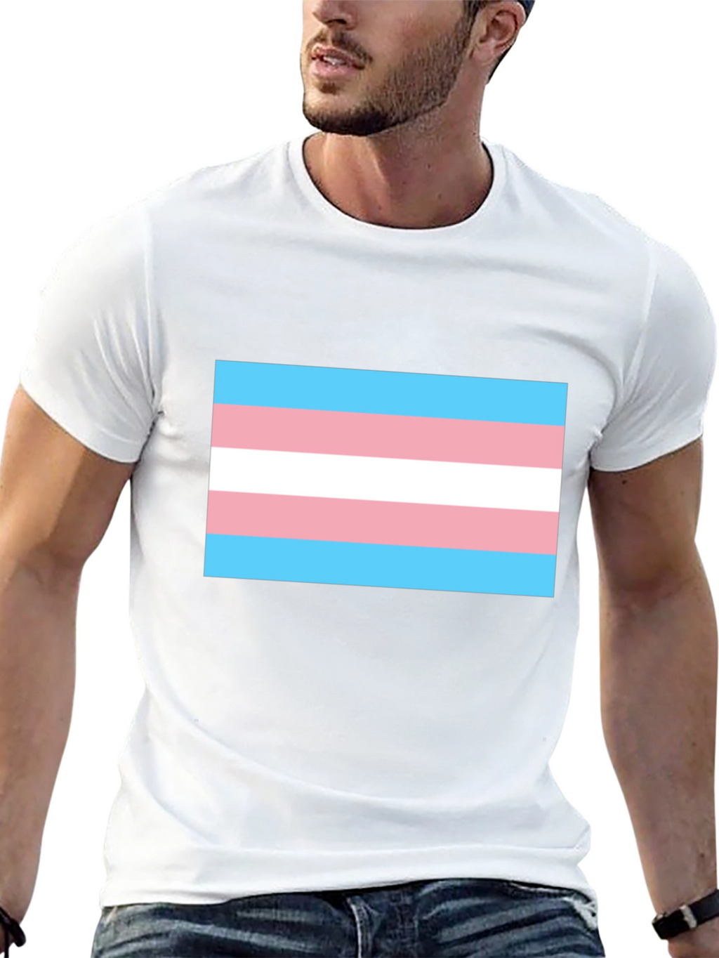 Trans Pride Flag T-Shirt - Black Cotton Tee