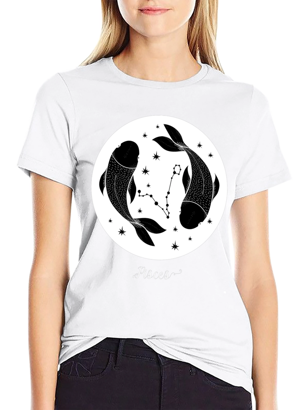Pisces Zodiac Black Graphic Tee