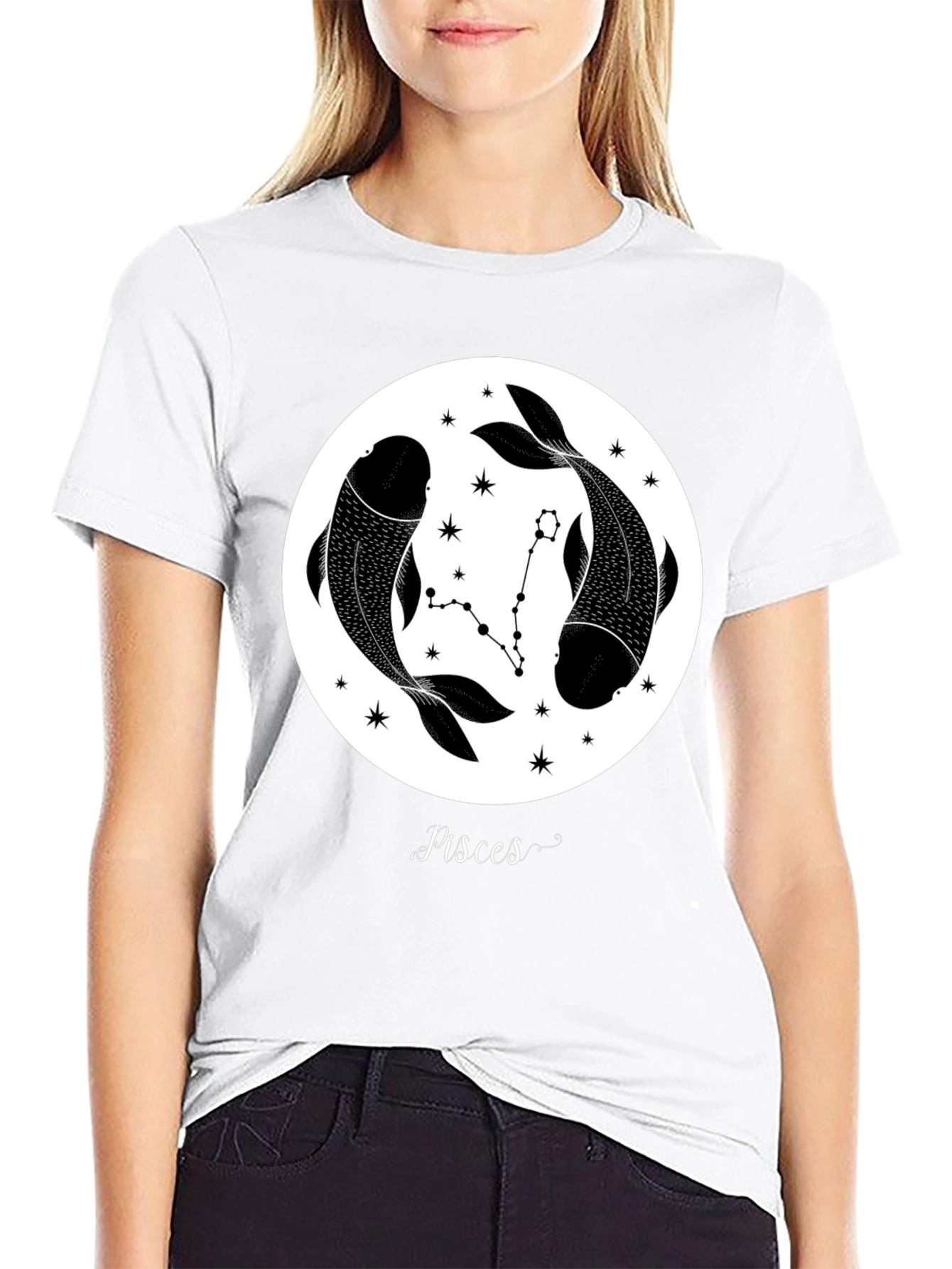 Pisces Zodiac Black Graphic Tee