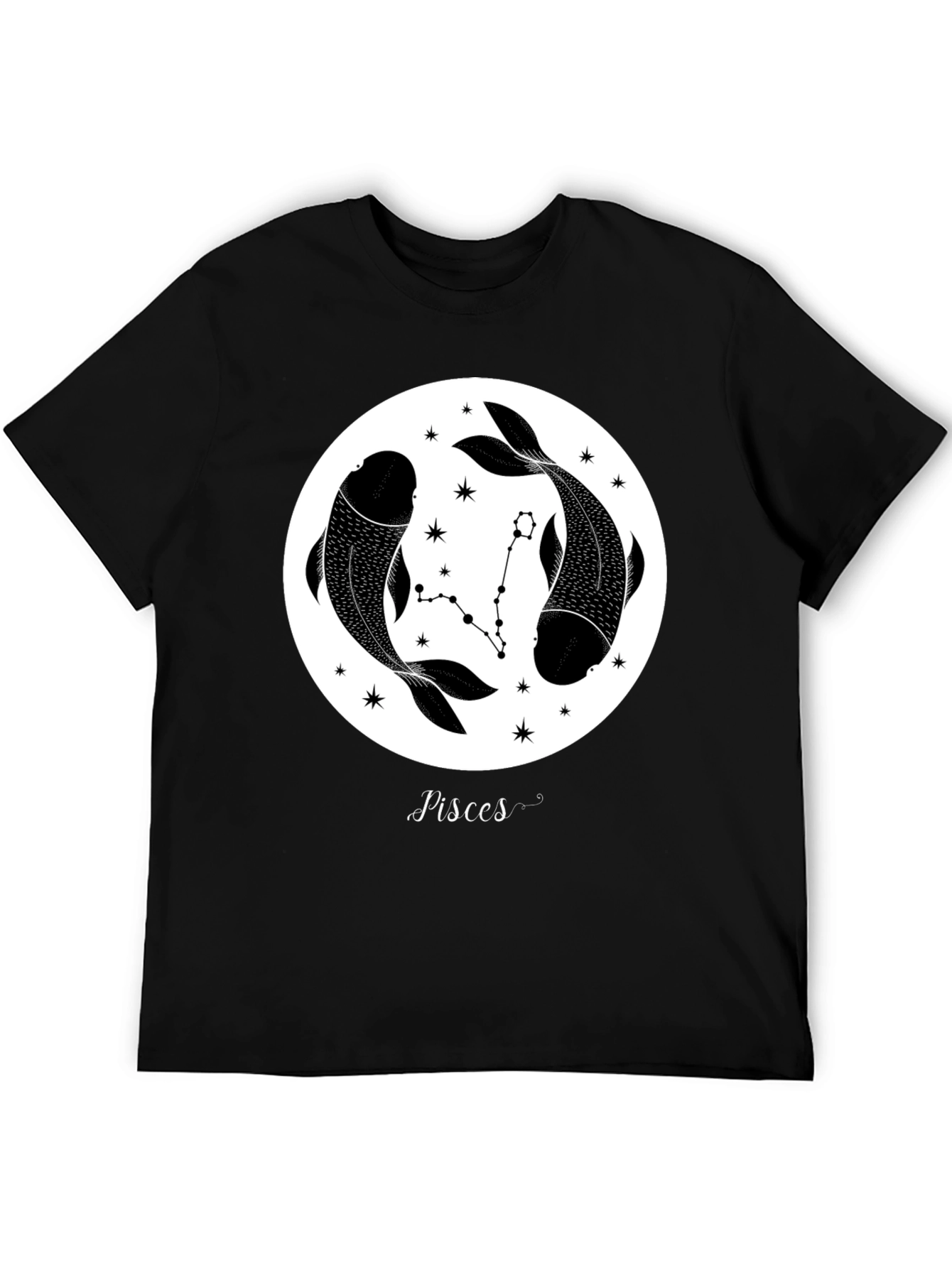 Pisces Zodiac Black Graphic Tee