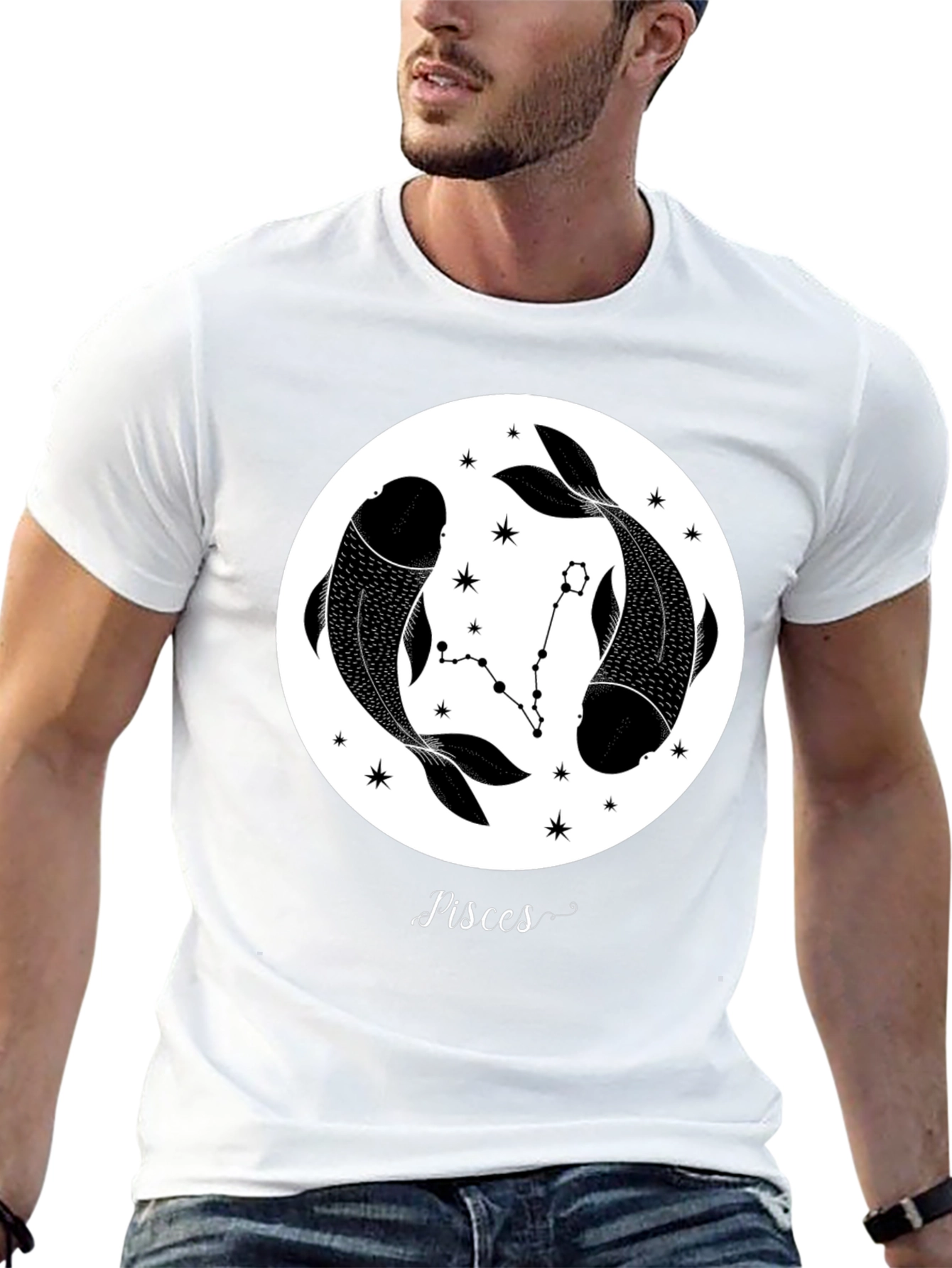 Pisces Zodiac Black Graphic Tee