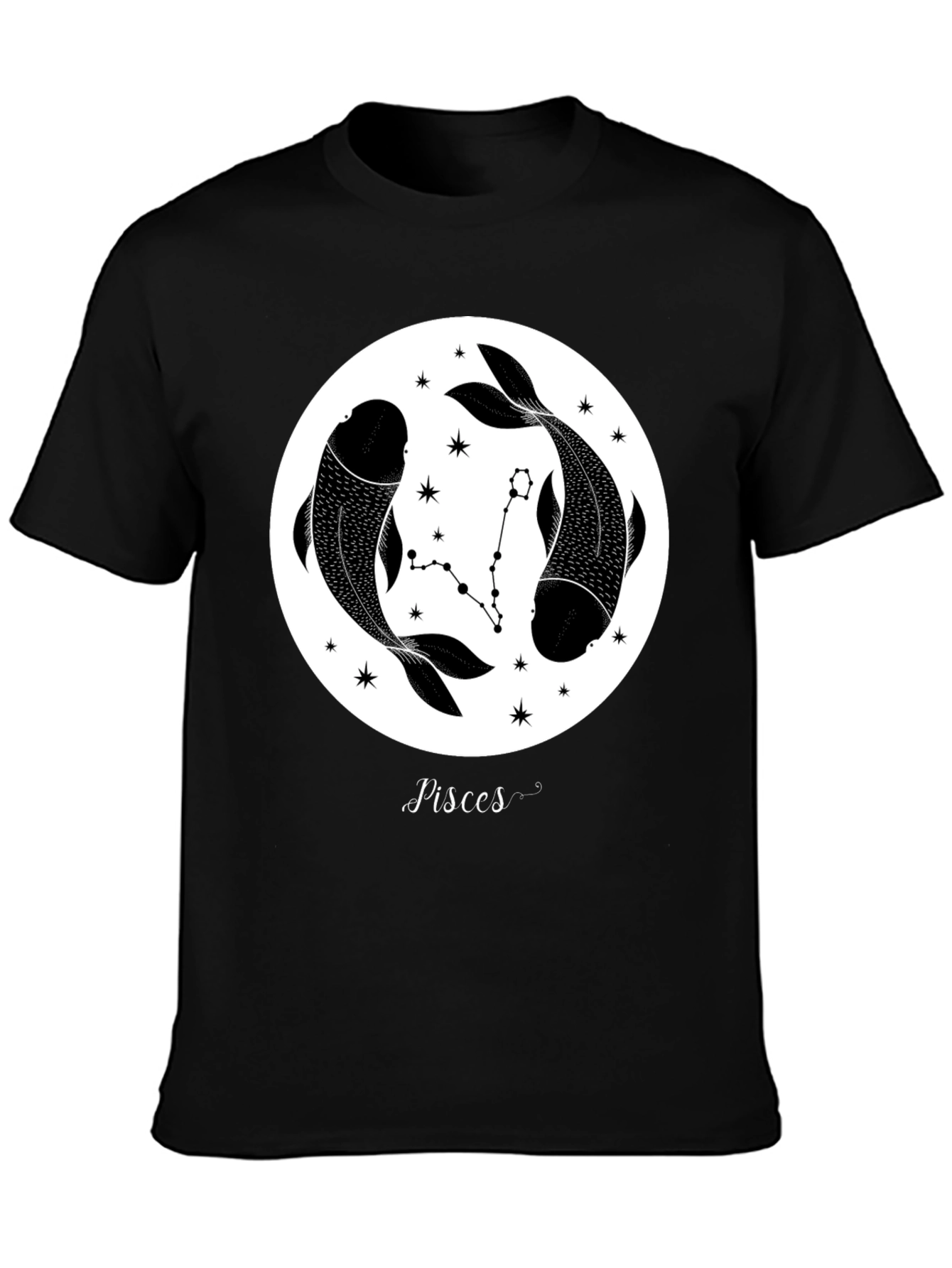 Pisces Zodiac Black Graphic Tee