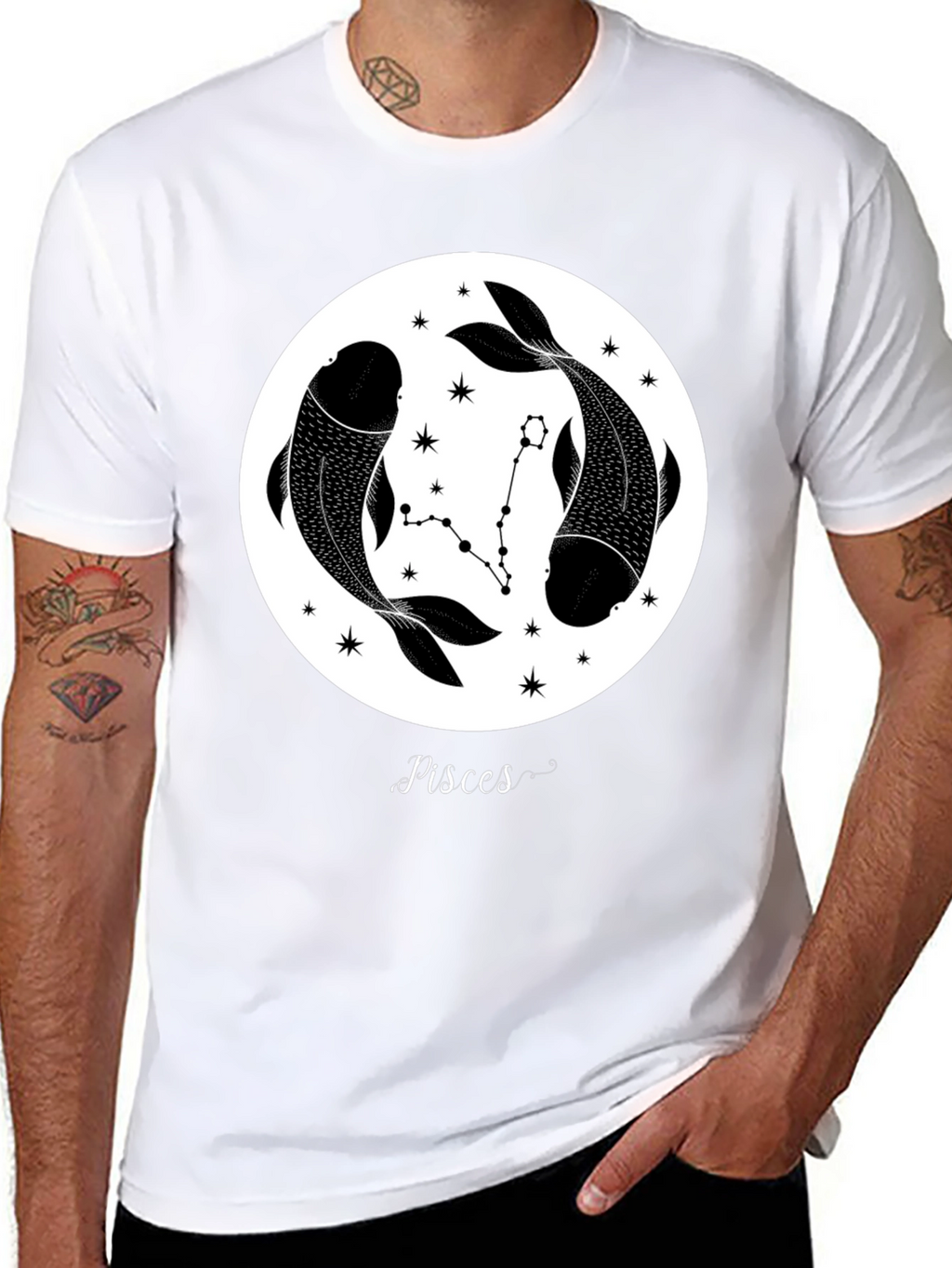 Pisces Zodiac Black Graphic Tee