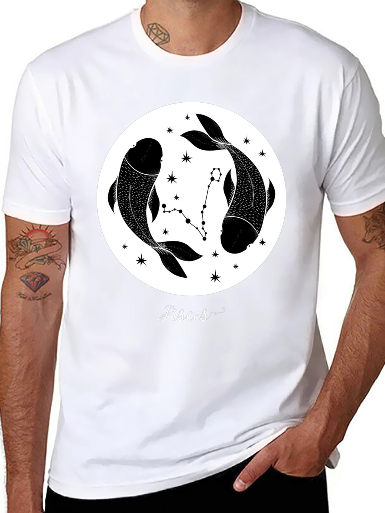 Pisces Zodiac Black Graphic Tee
