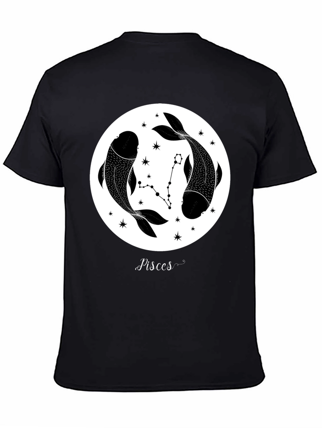 Pisces Zodiac Black Graphic Tee