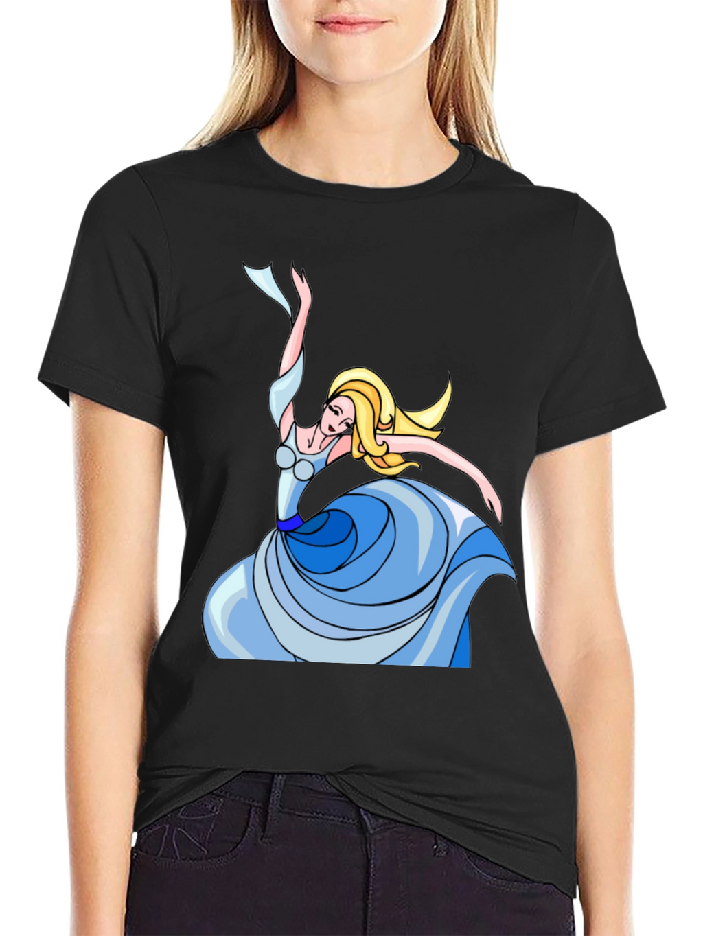 Dancing Princess Graphic Tee - Black Cotton Shirt