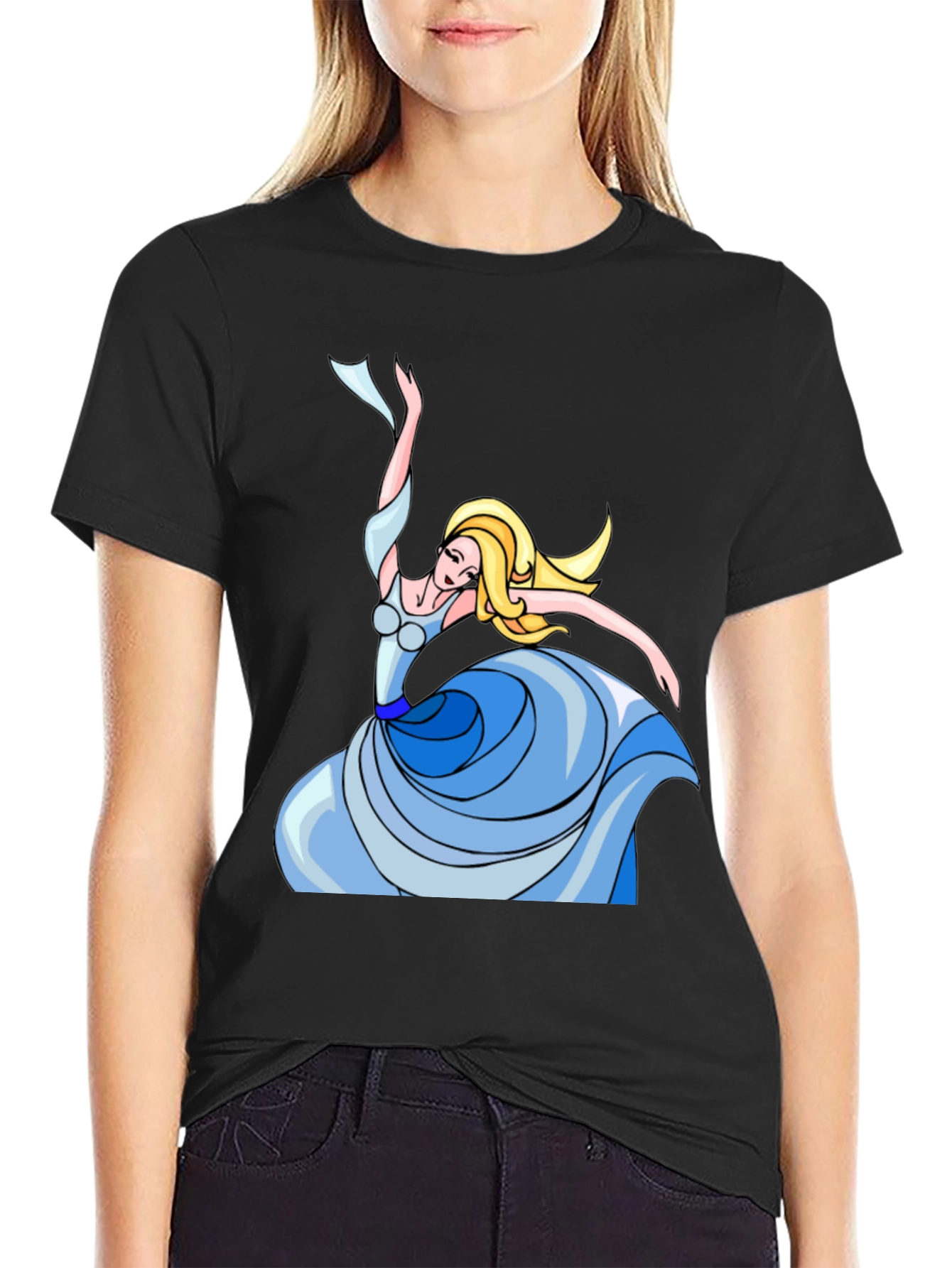 Dancing Princess Graphic Tee - Black Cotton Shirt