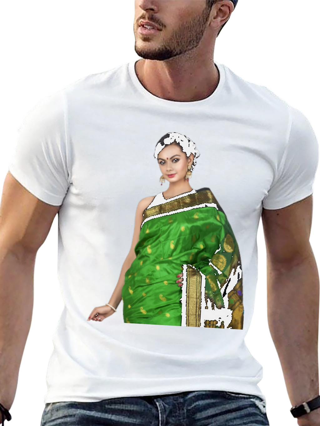 Woman in Saree T-Shirt - Unique Fashion Tee
