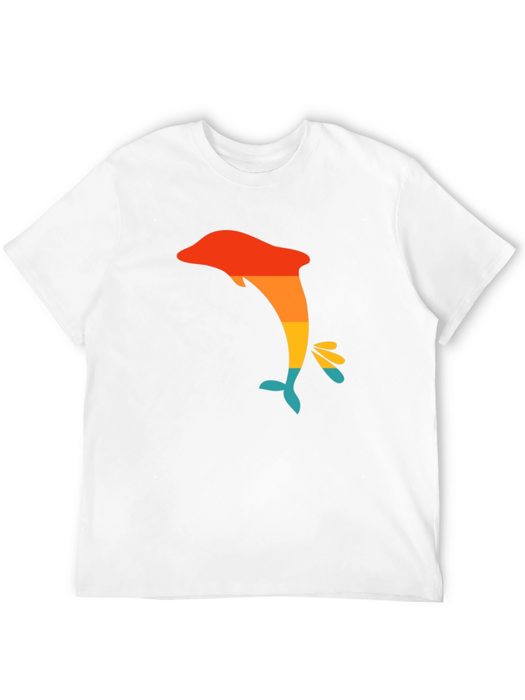 Retro Dolphin Graphic Tee - Black Casual T-Shirt