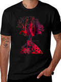 Abstract Rose & Butterfly Black Graphic Tee