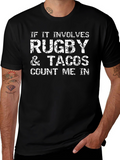 Rugby & Tacos Mens Black T-Shirt