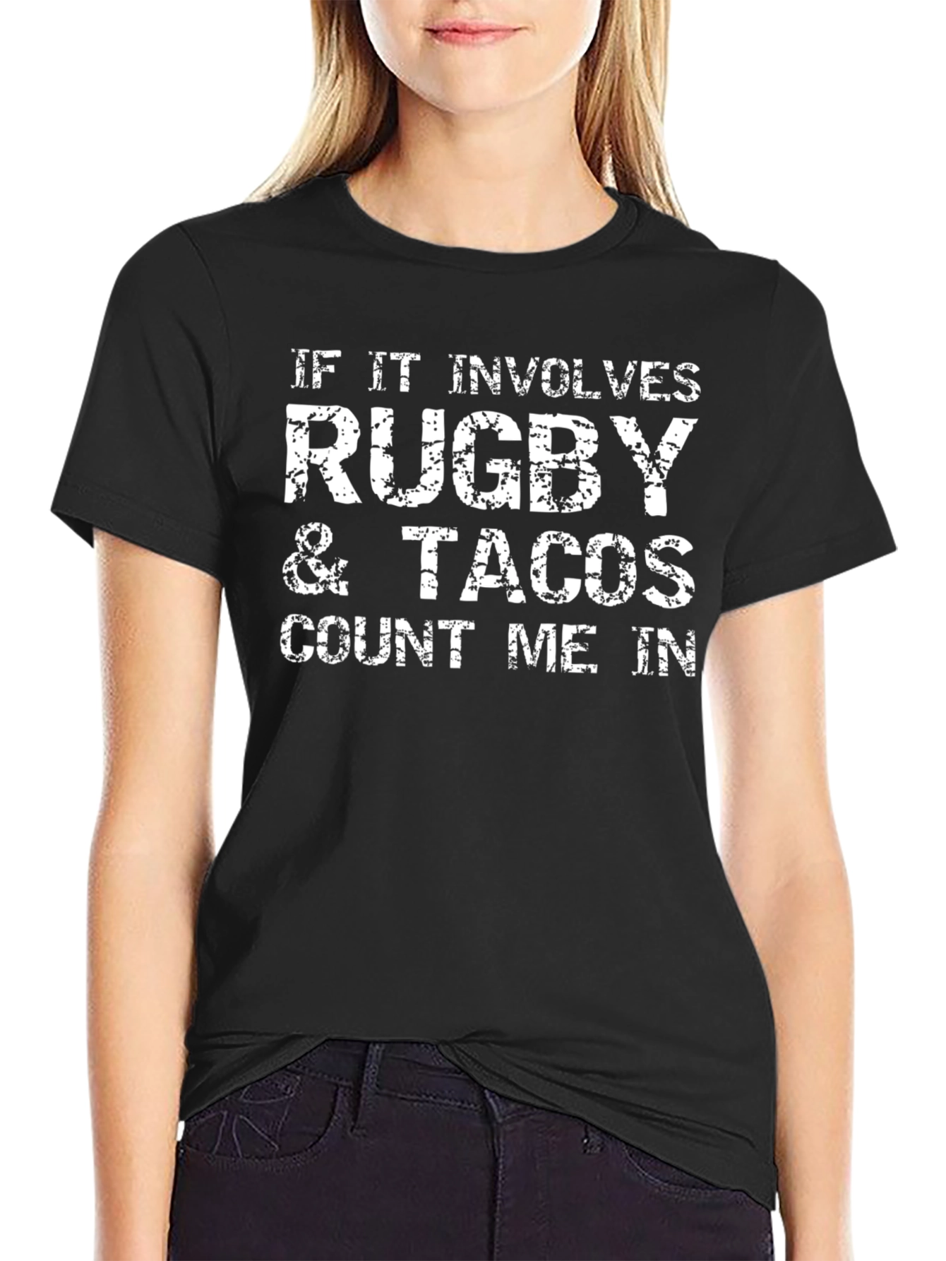 Rugby & Tacos Mens Black T-Shirt