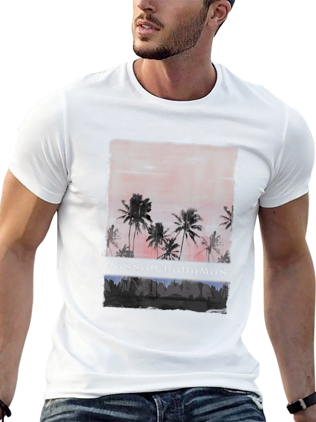 Nassau Bahamas Palm Tree Sunset Graphic Tee