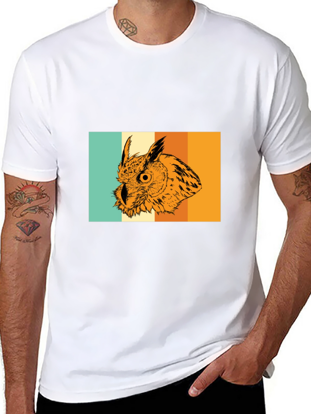 Retro Owl Graphic Tee - Stylish Mens T-Shirt