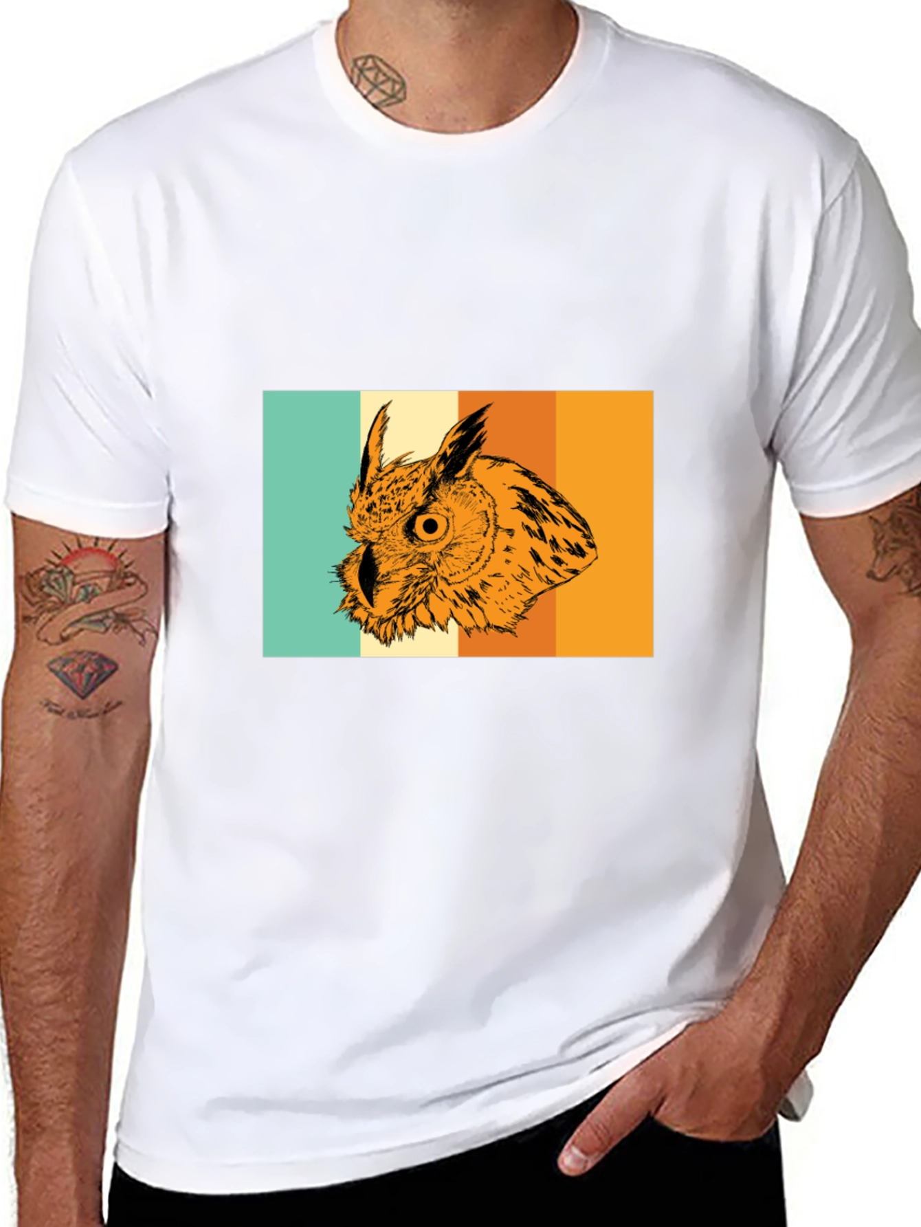 Retro Owl Graphic Tee - Stylish Mens T-Shirt