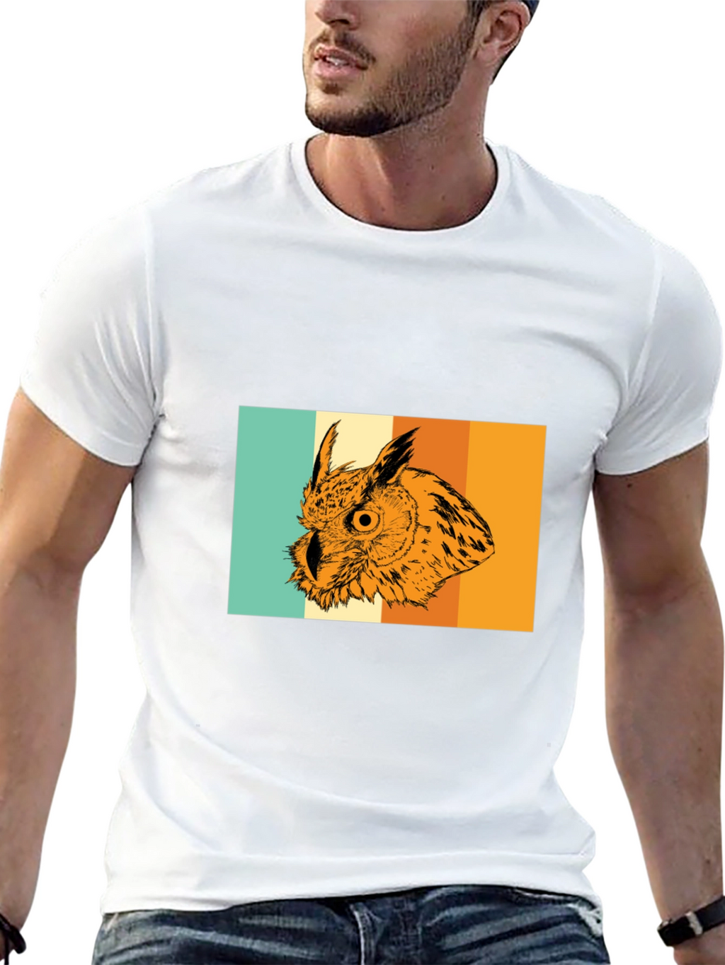 Retro Owl Graphic Tee - Stylish Mens T-Shirt