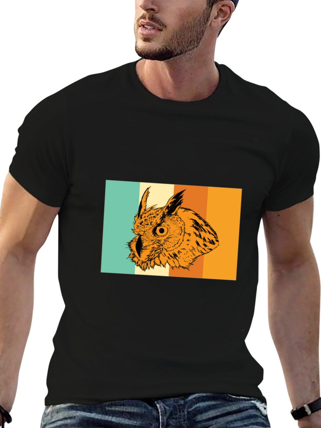 Retro Owl Graphic Tee - Stylish Mens T-Shirt