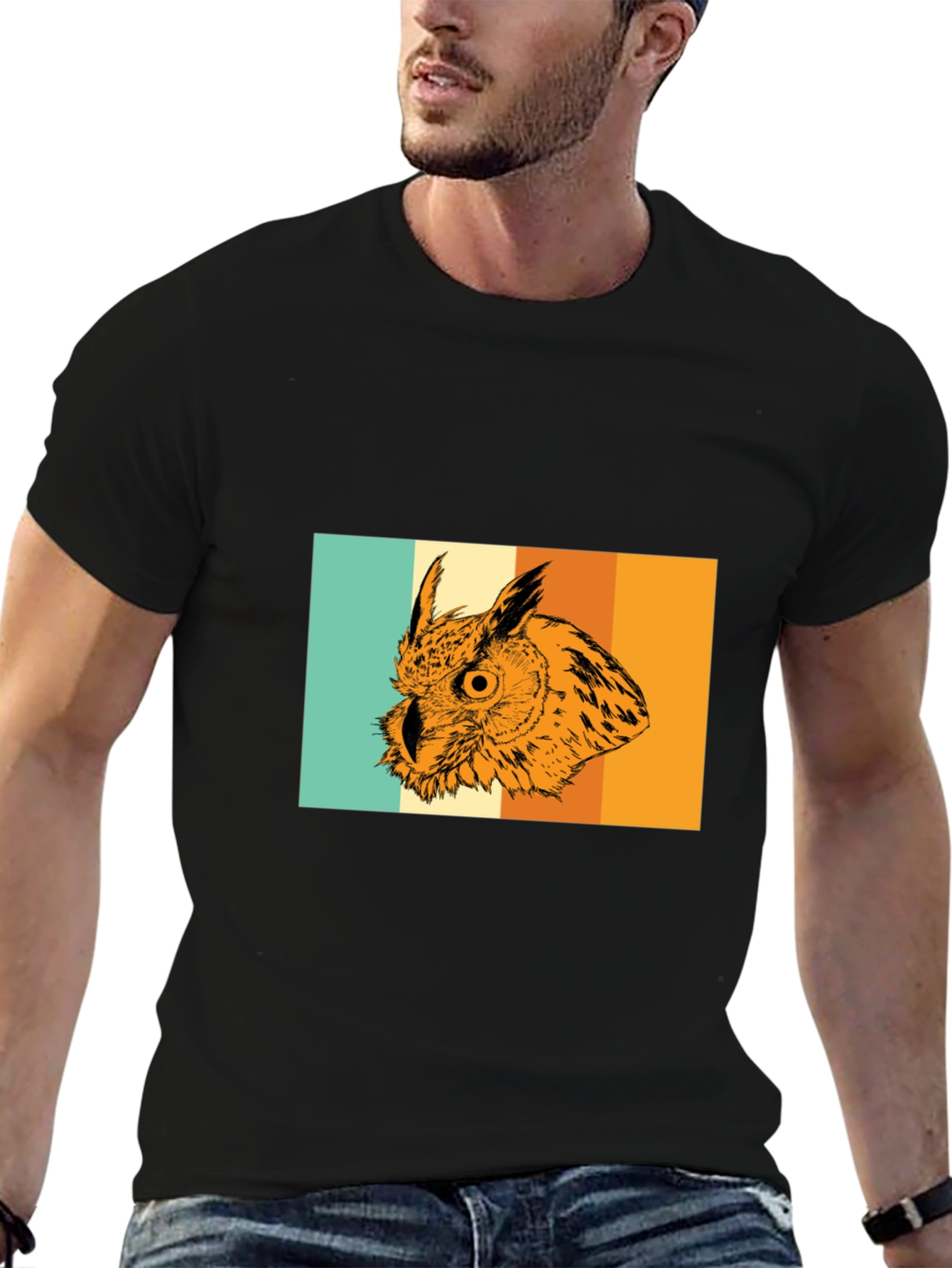 Retro Owl Graphic Tee - Stylish Mens T-Shirt