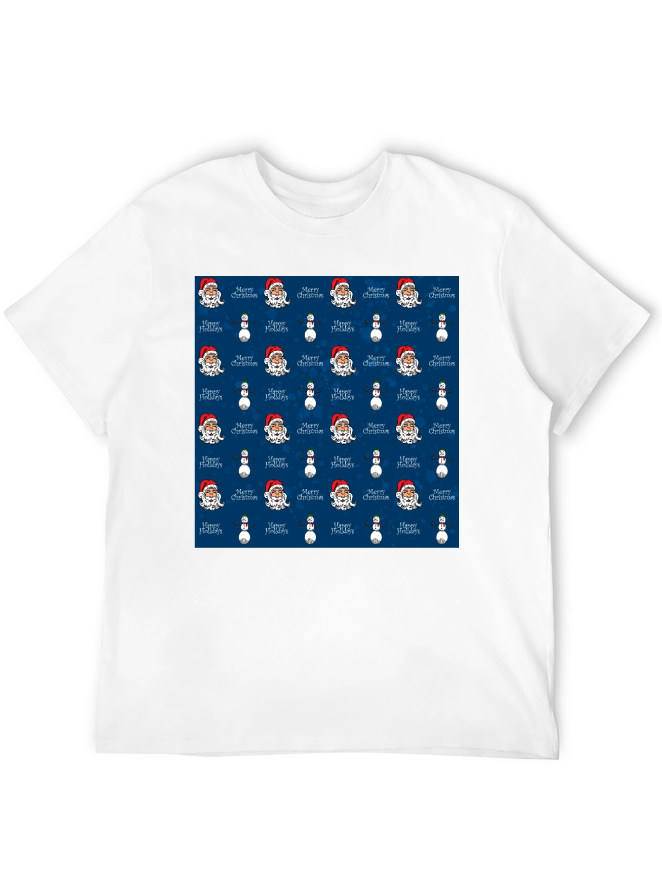 Novelty Christmas Santa & Snowman Print T-Shirt