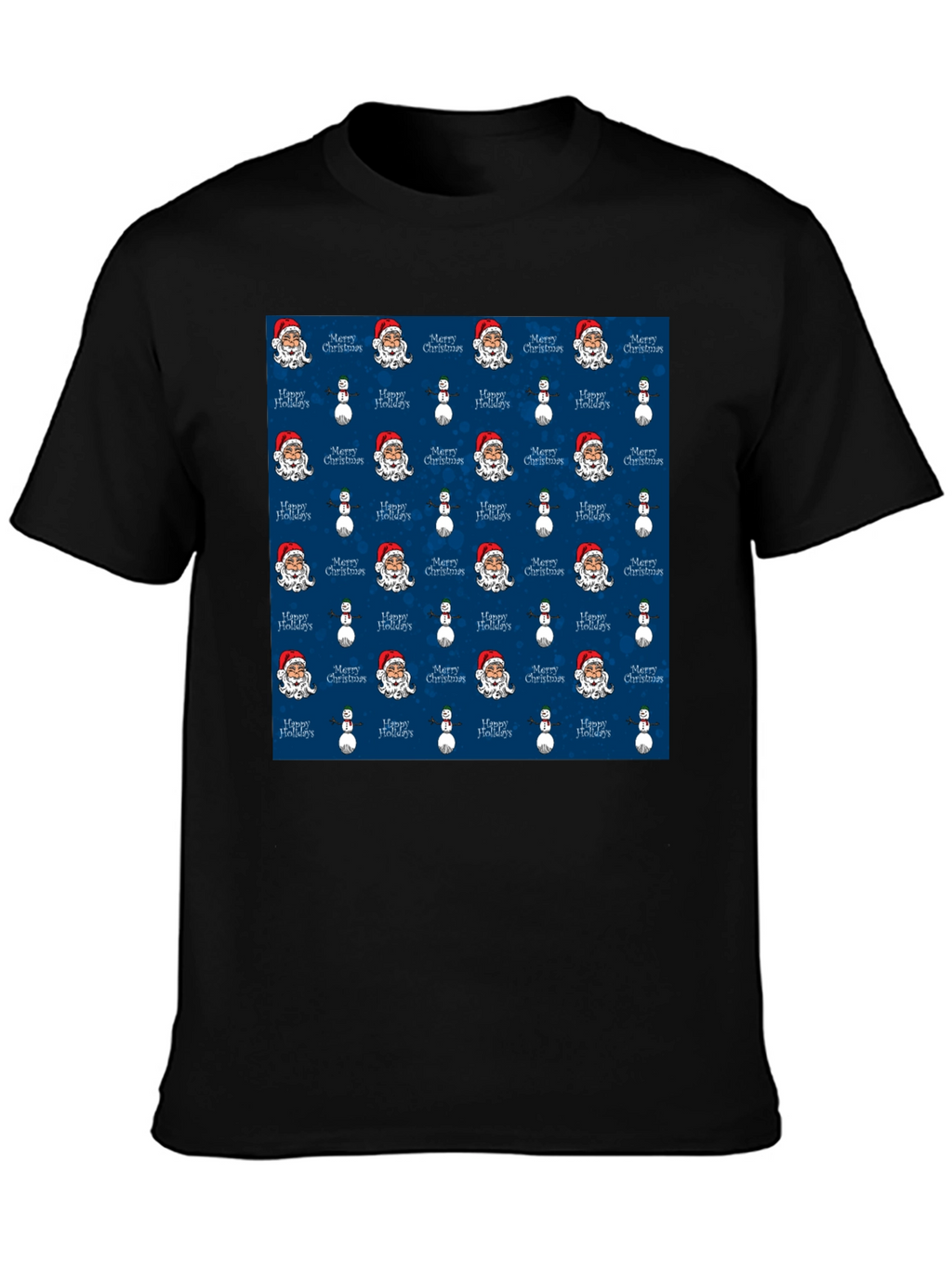 Novelty Christmas Santa & Snowman Print T-Shirt
