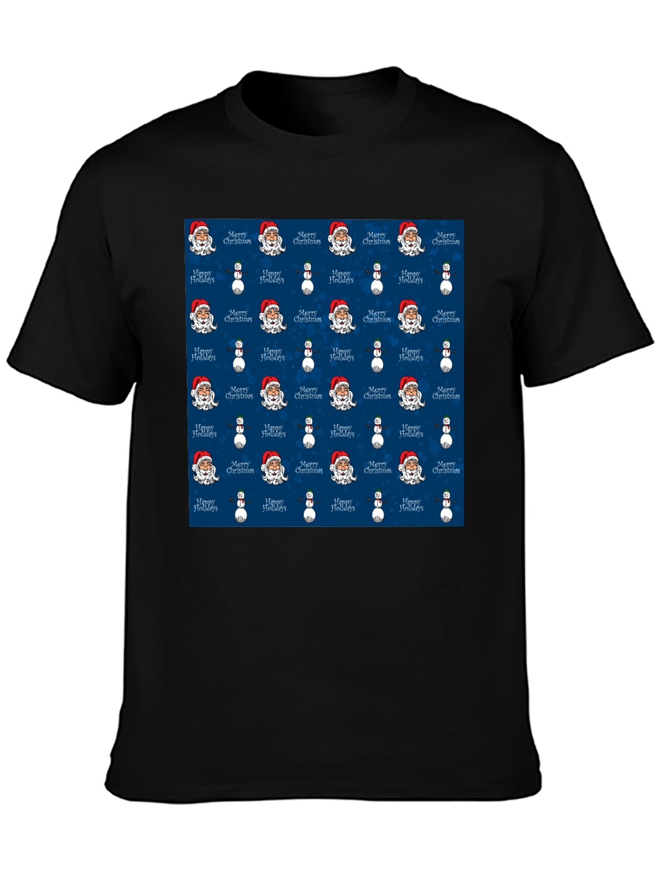 Novelty Christmas Santa & Snowman Print T-Shirt