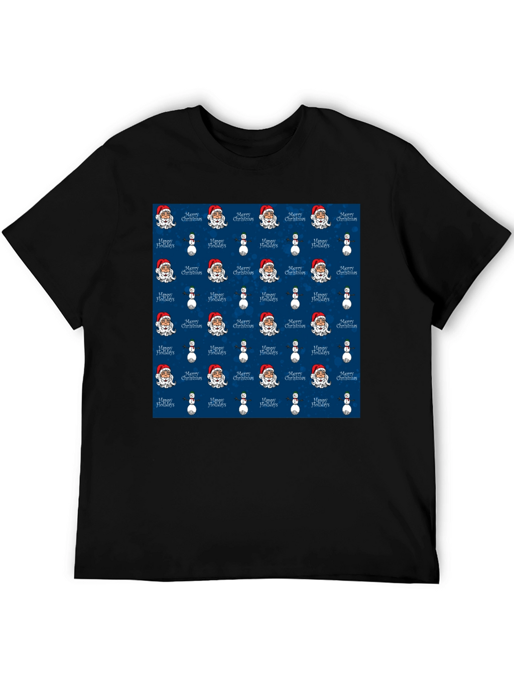 Novelty Christmas Santa & Snowman Print T-Shirt