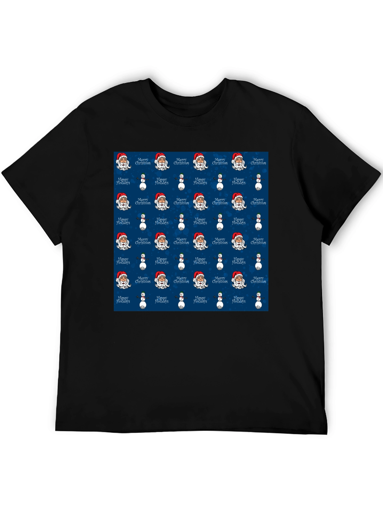 Novelty Christmas Santa & Snowman Print T-Shirt