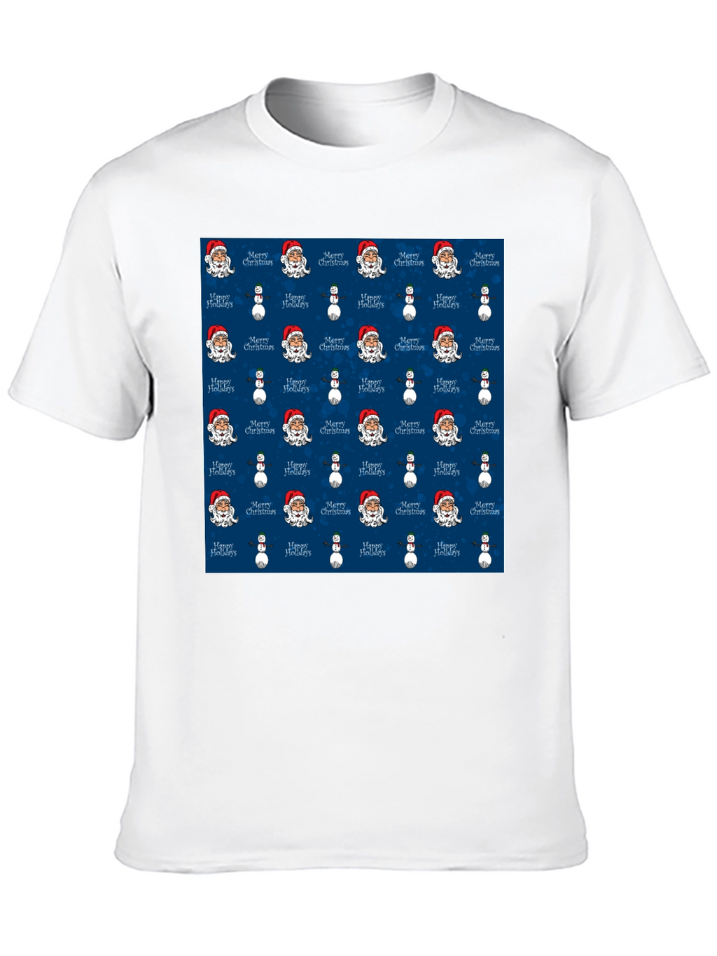 Novelty Christmas Santa & Snowman Print T-Shirt