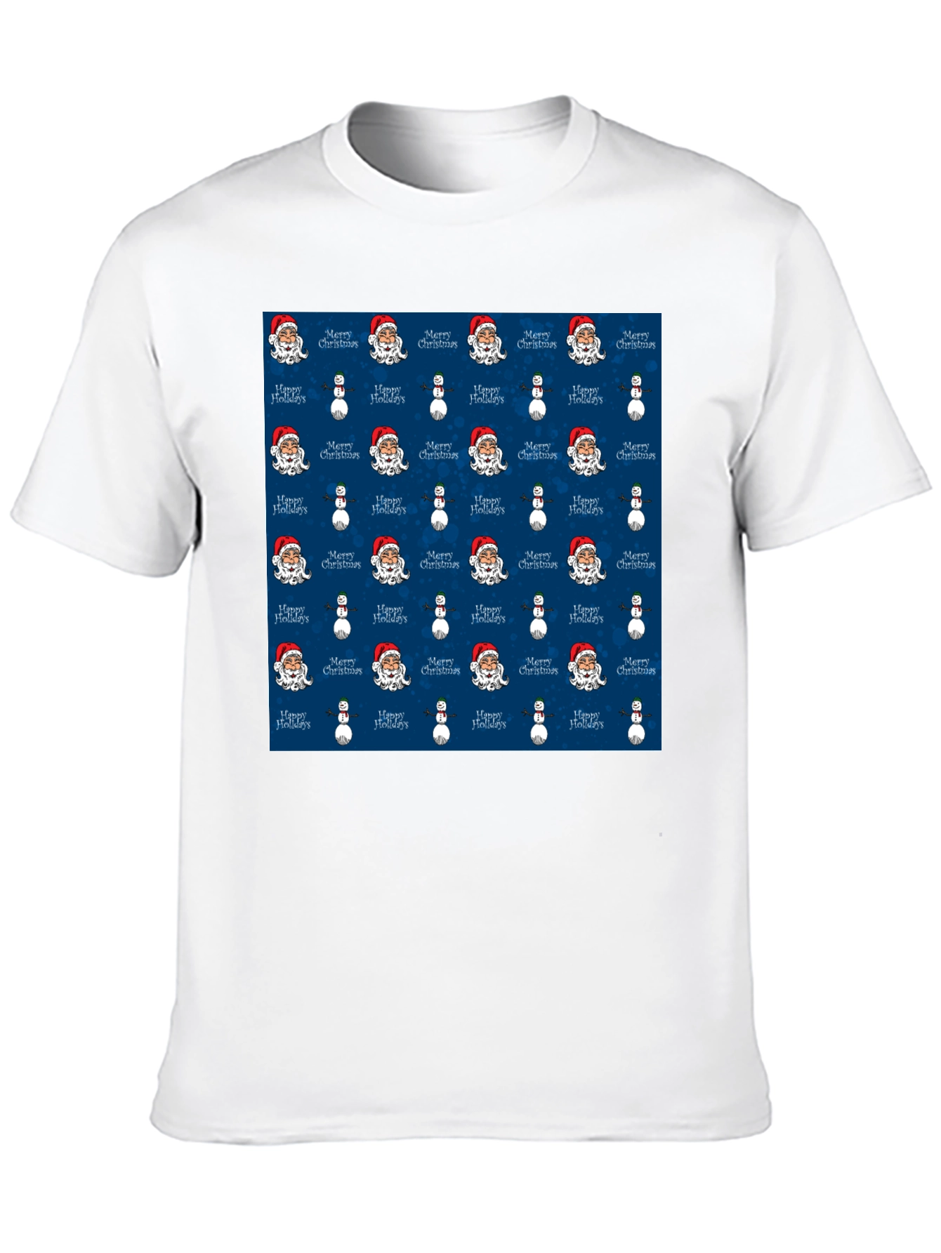 Novelty Christmas Santa & Snowman Print T-Shirt