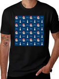 Novelty Christmas Santa & Snowman Print T-Shirt